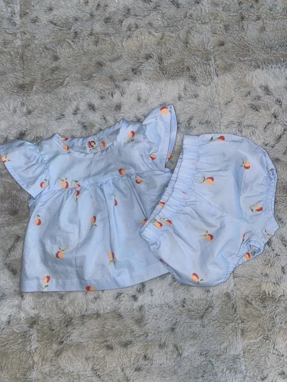 Caters Light Blue Peach Print Baby Top & Bloomers Set